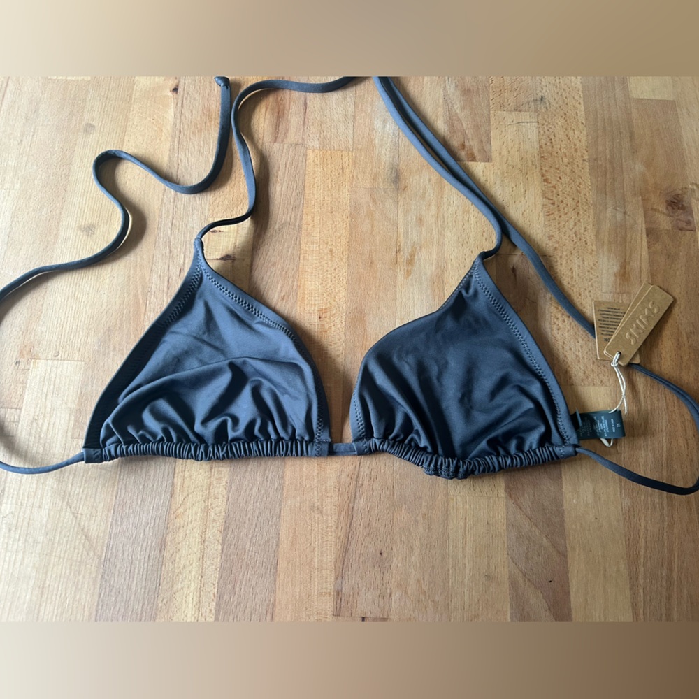 SKIMS Gray Triangle Bikini Top